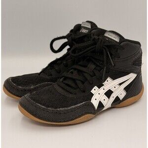 ASICS Matflex 7 Wrestling Shoes Kids Size 12 Black White Gum Sole 1084A011